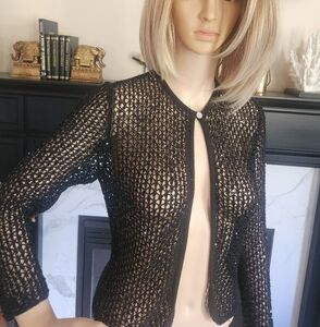 GIANNI VERSACE Elegant, Black, Sparkling Crochet Women's Jacket Sz 36